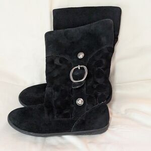 Coach signature Meyer logo black leather women's boots